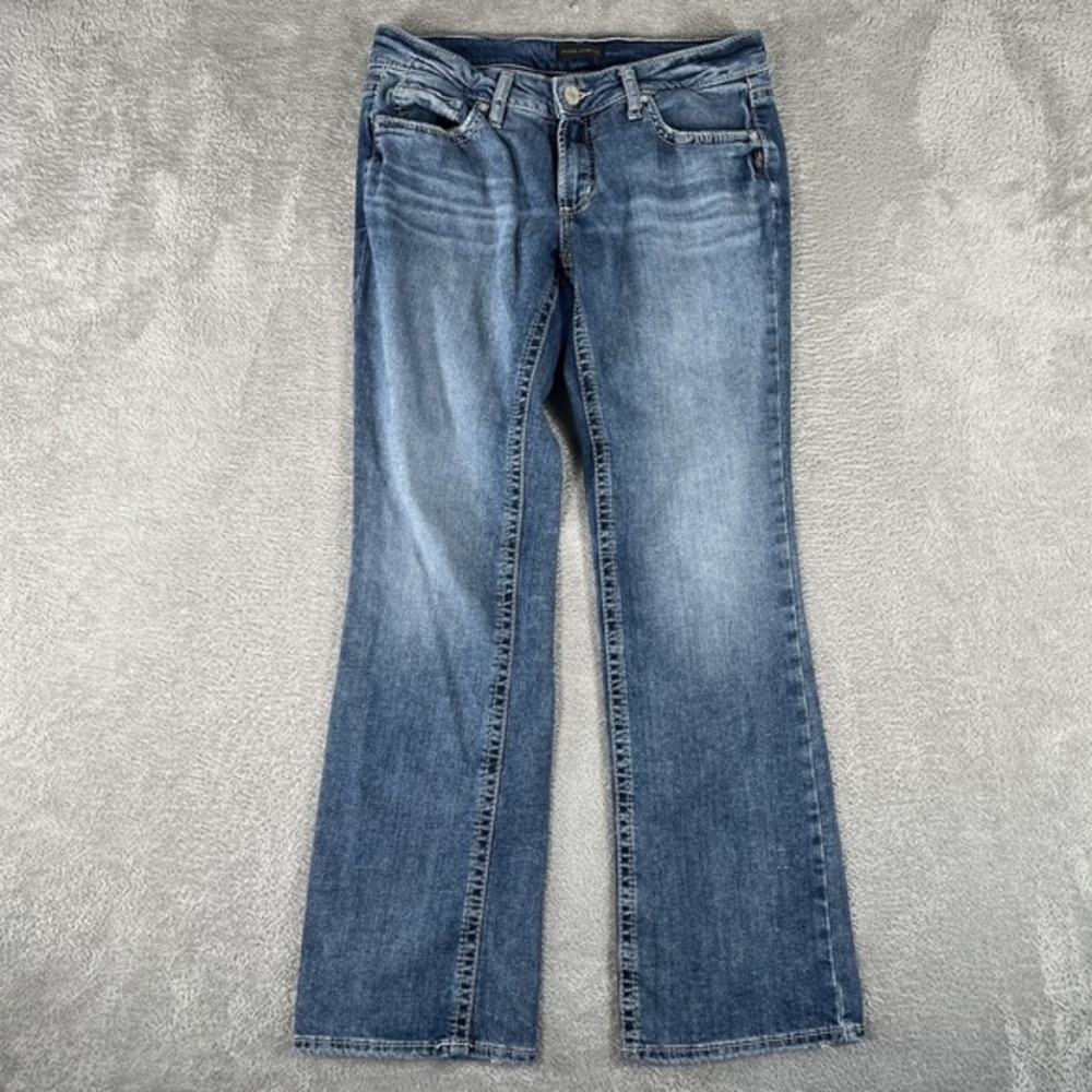 Silver Jeans Co Britt Slim Boot Jeans Womens 27 Distressed Denim Medium Wash